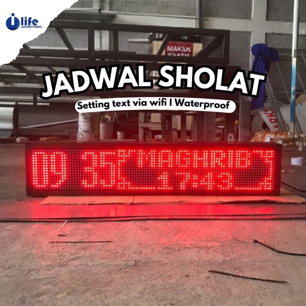 Gambar jadwal sholat digital warna merah