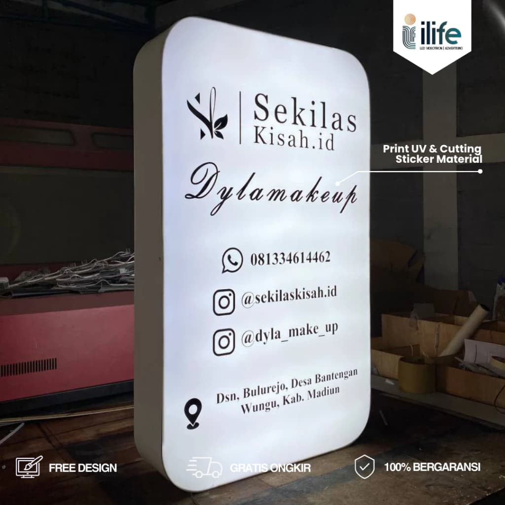 Neonbox Persegi Round Corner Custom - Sisi Samping ACP Premium thumbnail 2