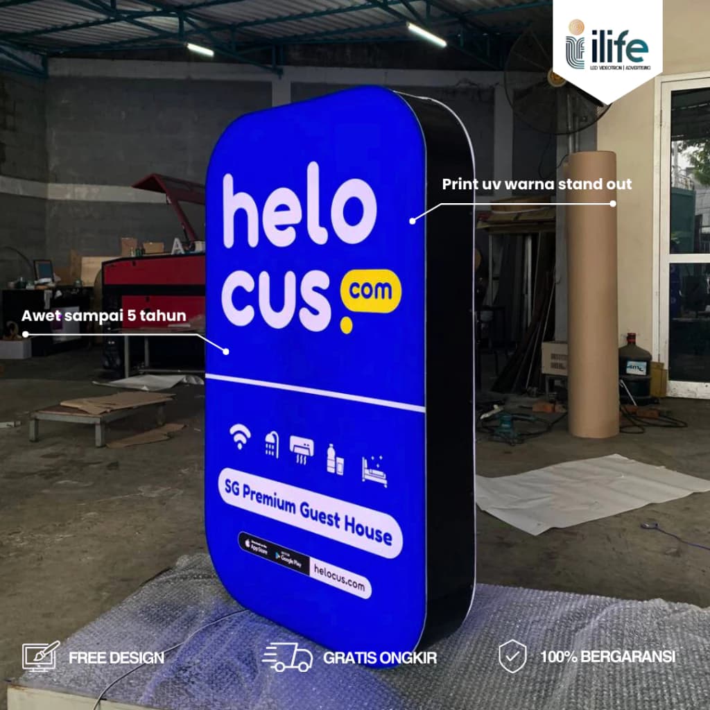 Neonbox Persegi Round Corner Custom - Sisi Samping ACP Premium thumbnail 3
