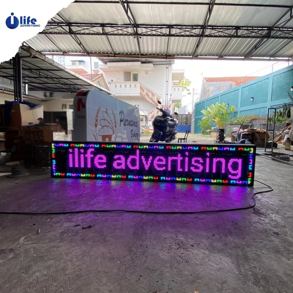 Huruf Berjalan LED / Running Text Custom (Satu Sisi & Full Color) thumbnail 4
