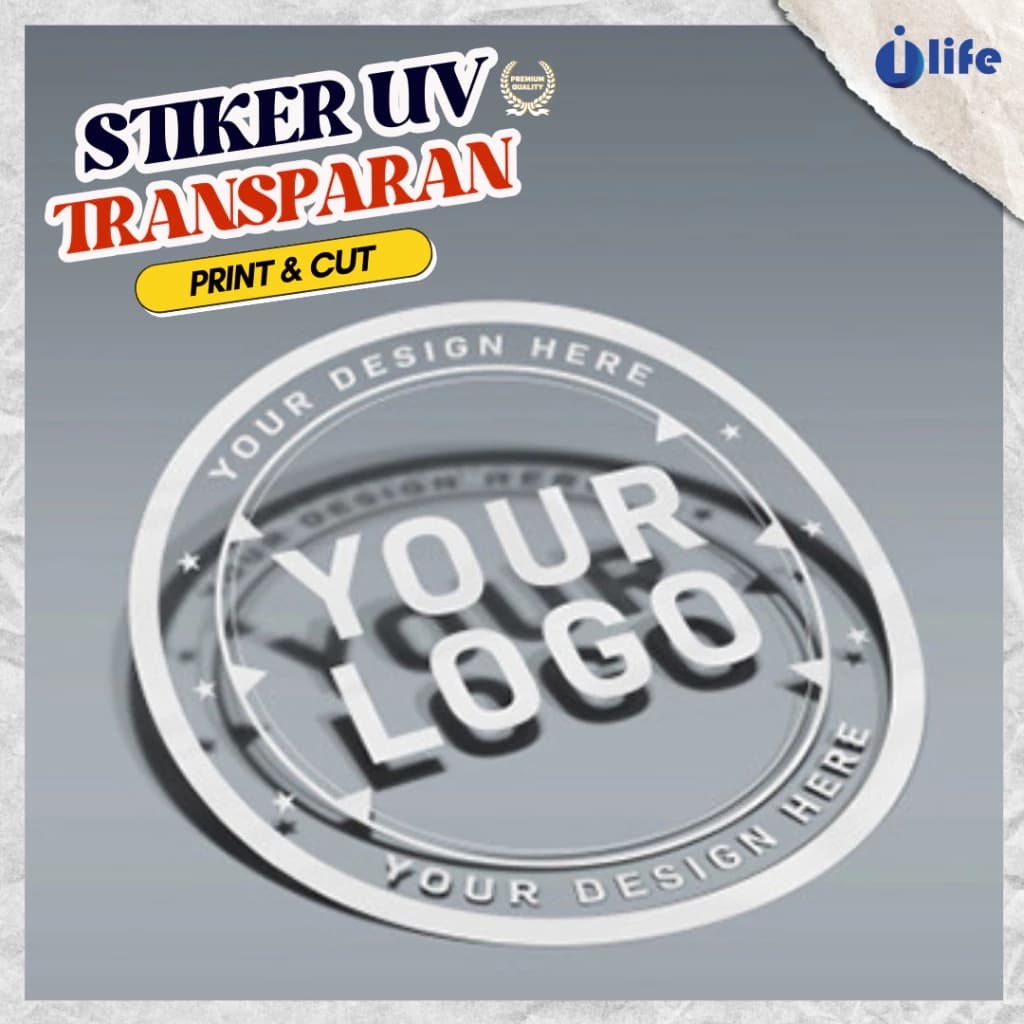 Logo print sticker uv transparan kiss cut