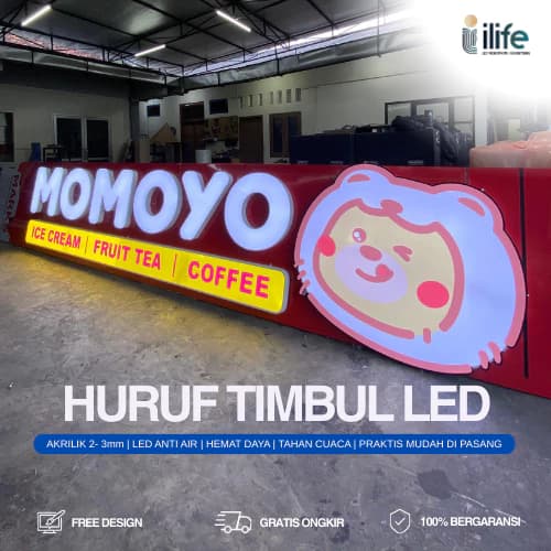 Gambar huruf timbul LED Momoyo