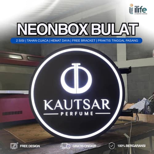 Neonbox Bulat 2 Sisi Akrilik LED Outdoor Indoor Custom