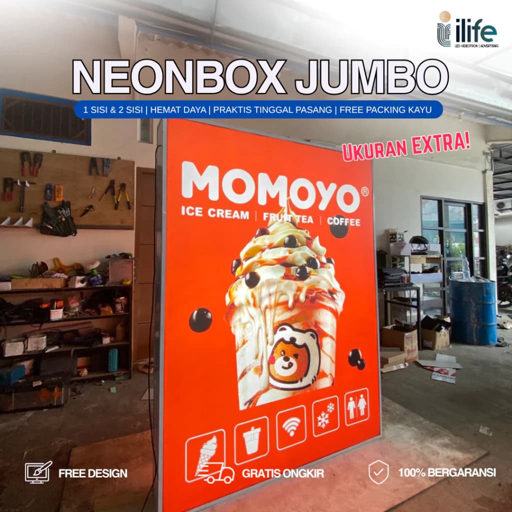Neon Box Persegi / Persegi Panjang Jumbo | Sisi Samping ACP